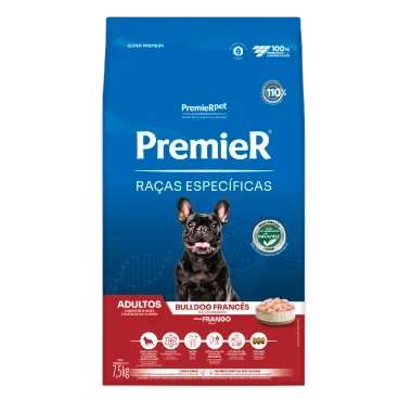 Racao Premier Racas Especificas Bulldog Frances Adultos Frango 7.5kg frente
